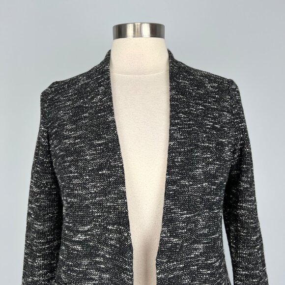Eileen Fisher Womens Petite Cotton Knit Jacket Open Cardigan Black White size PP - Picture 2 of 12